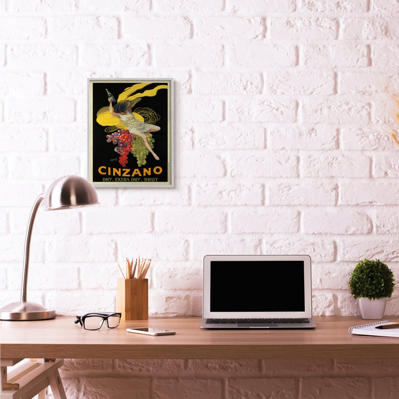 «Cinzano», affiche rétro, «Wine Design», ferme rustique surdimensionnée encadrée, estampe numérique par Marcello Dudovich