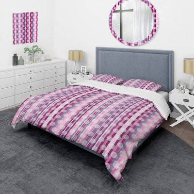 Ensemble de housse de couette en microfibre mauve / blanc 3 pièces