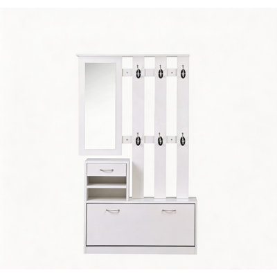 Armoire à combinaison, armoire à chaussures intégrée, tablette suspendue et miroir pour le vestibule