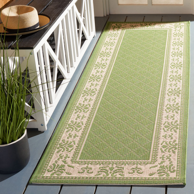 Bordeaux Oriental Green Indoor / Outdoor Area Indoor/Outdoor Area Rug, Square 6'7"