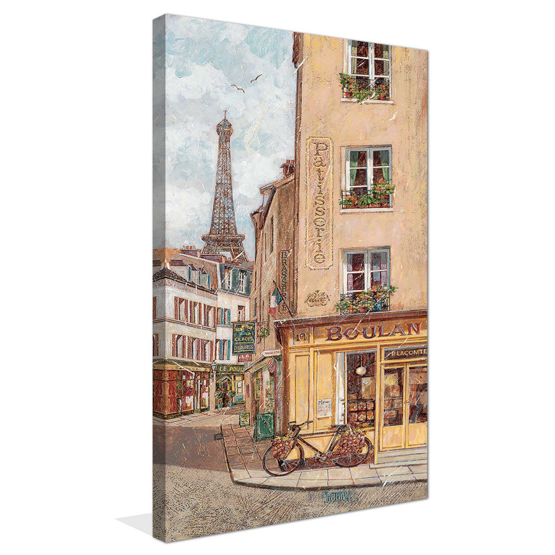 Achats à Paris II par Roy Avis - Peinture, Toile tendue, H 48 po x l 28 po x P 1,5 po