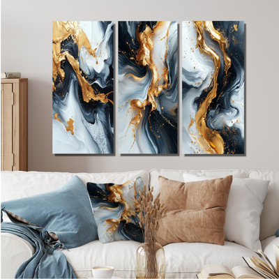 Abstract Geode Gold And Black Marble Shape I - Marble Canvas Prints Collection