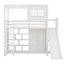 Lit mezzanine simple en bois avec garde-robe, tablettes de rangement, glissoire et DEL, maisonnette amusante