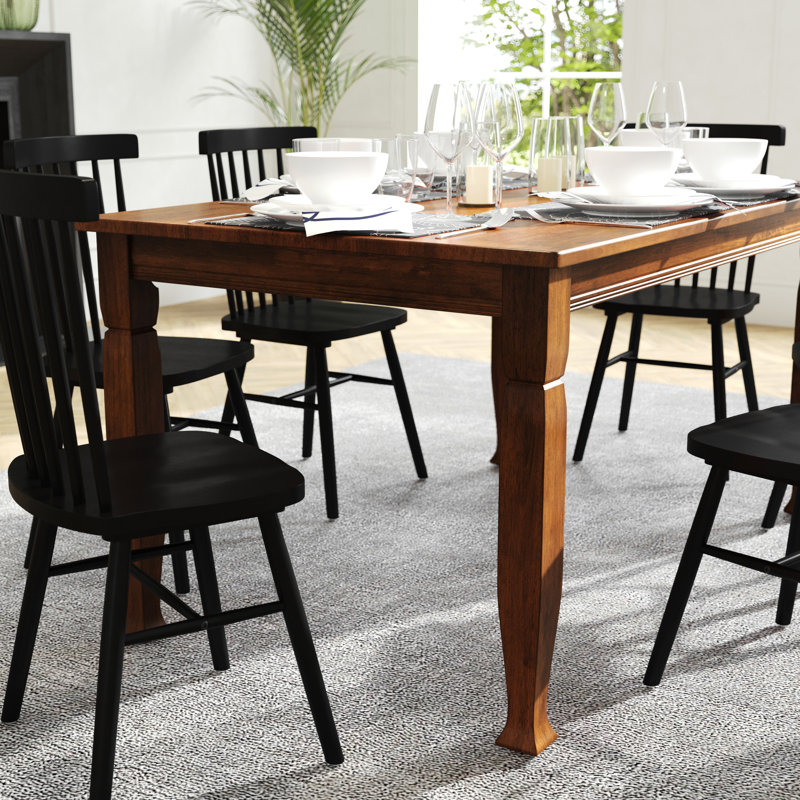 Walnut Solid Wood Rectangular Dining Table with Turned Legs