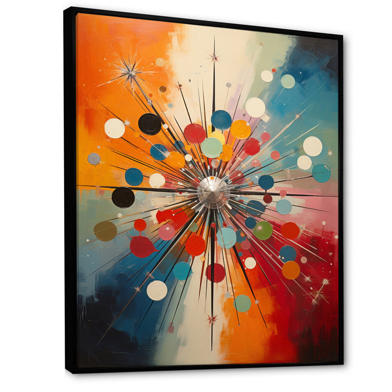 Evertas coloré Mid Century Optique Serenade IV - Art abstrait Mid-Century, H 40 po x l 30 po x P 1,5 po, Cadre flottant noir
