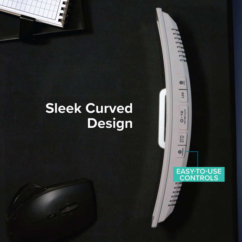 La Crosse Technology Curved Mirrored LED Tabletop Clock