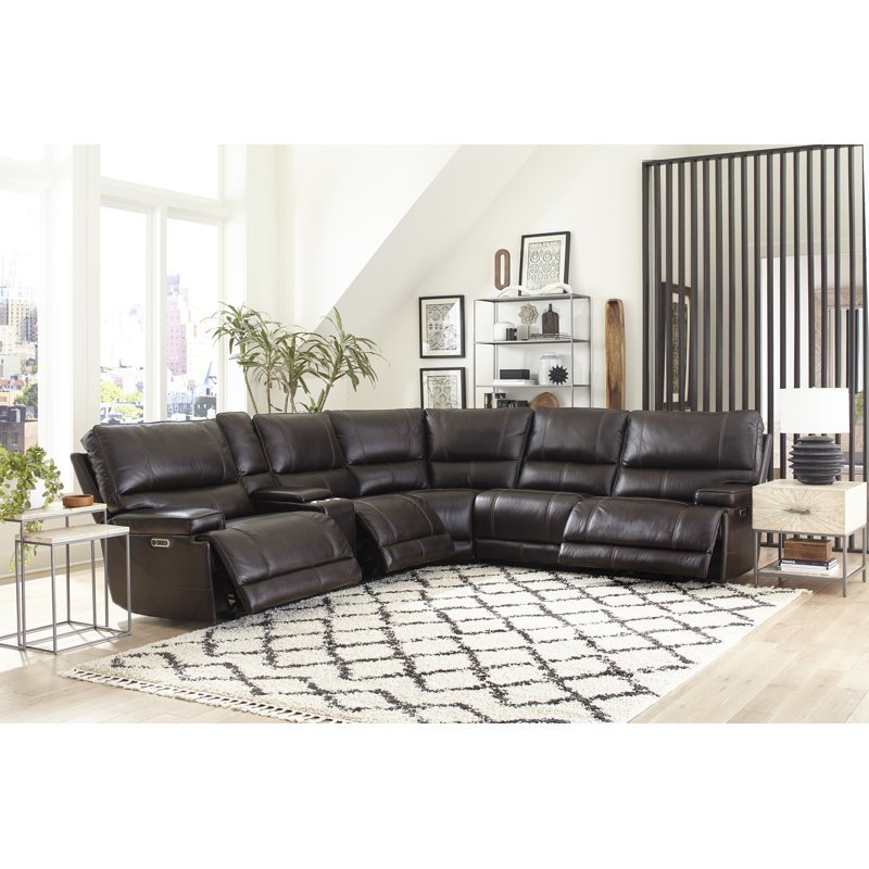 Adlan 127" Wide Leather Match Symmetrical Modular Corner Sectional
