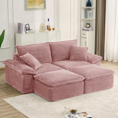 47.61" Upholstered Single Chaise Lounge Corduroy Armchair With 2 Throw Pillows - No Assembly Required by Latitude Run