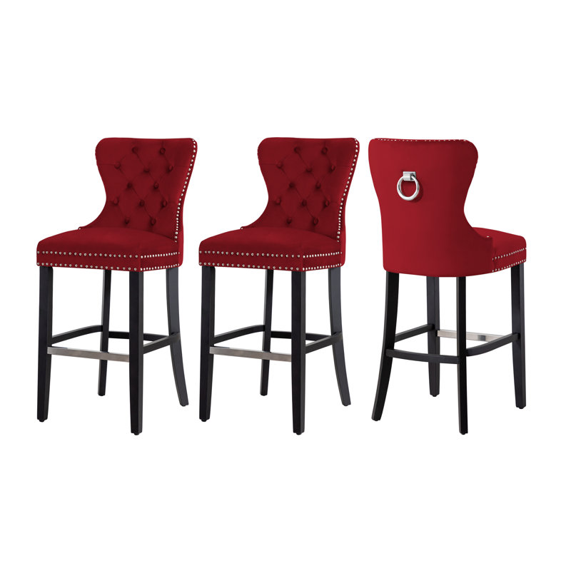 Tabouret de bar et de comptoir Kirsten, Rouge, Tabouret de bar (siège d'une hauteur de 29 po), Noir