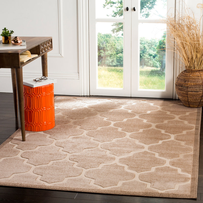 Tapis intérieur / extérieur beige clair / crème Bryan, Rectangle 8 pi x 11 pi 2 po