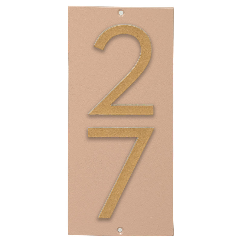 Plaque d’adresse murale sur 1 ligne flottante, Taupe, Or, Oui