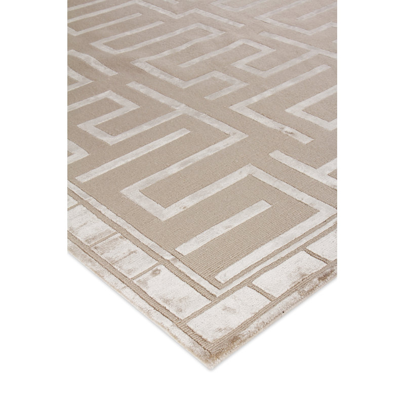 Metro-Velvet Geometric Area Rug in Beige, Rectangle 8' x 10'