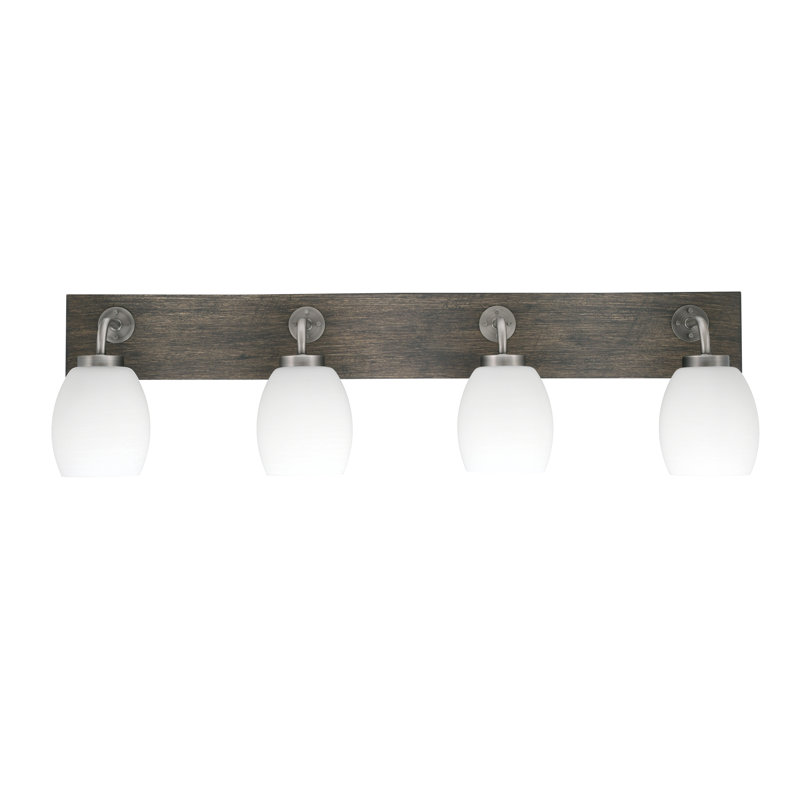 Barre d'éclairage de salle de bain 4 lumières Oxbridge, Blanc, Graphite / gris vieilli