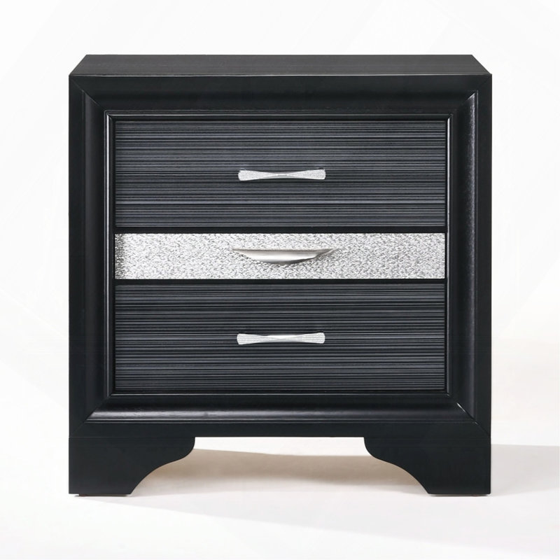 Grey 3-Drawer Nightstand, Gray