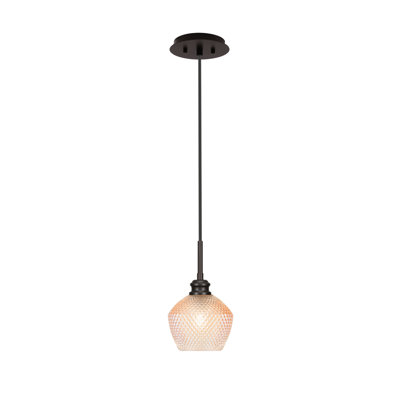 Ripley Cord Mini Pendant Shown In Espresso Finish With 6" Amber Textured Glass
