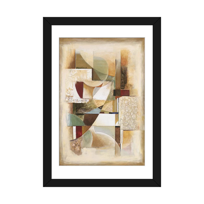 «Abstract Collage II», impression sur toile, H 24 po x l 16 po x P 1 po, Papier d'art encadré noir, Blanc