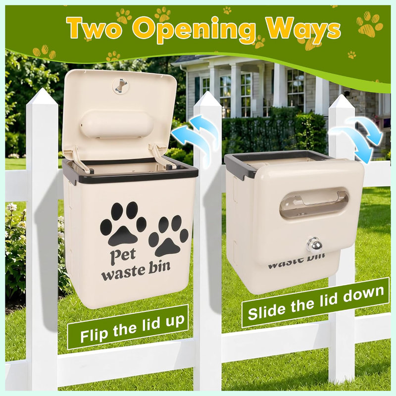 Poubelle extérieure pour déjections canines, 3,2 gallons (12 litres), avec couvercle