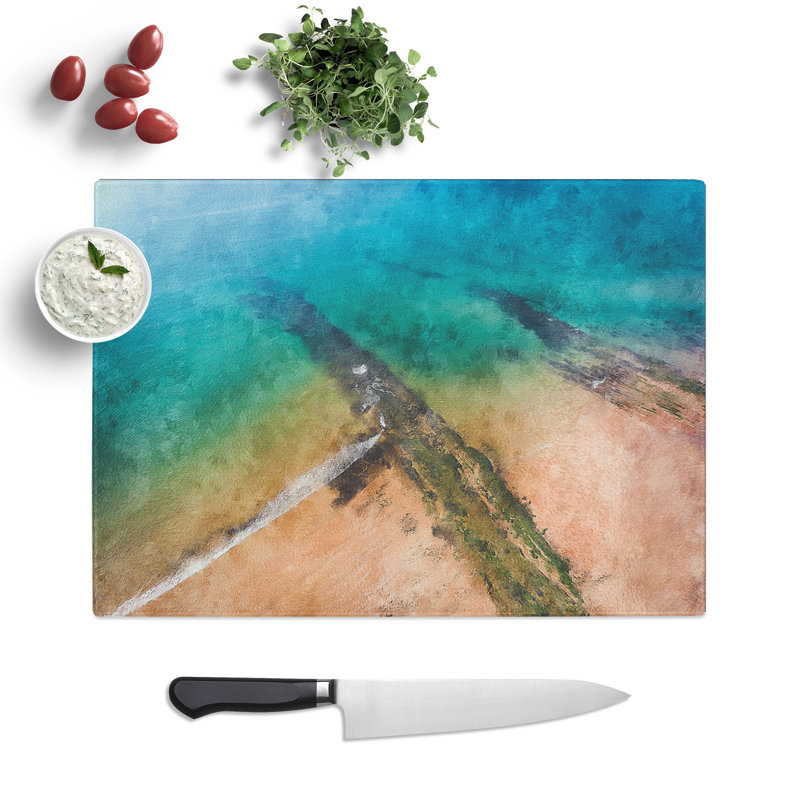 Jurassic Coast in Dorset Painting Chopping Board, 0.4cm H x 28.5cm W x 39cm L
