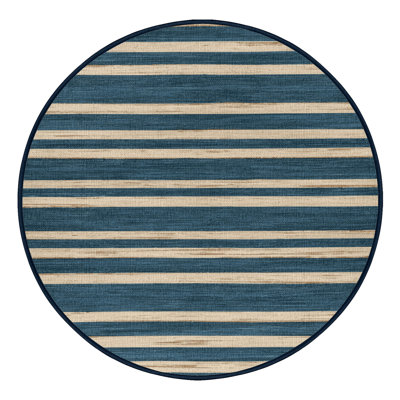 Tapis lavable rayé crème bleu mer