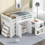 Lit mezzanine pour enfants en bois massif avec armoire, tiroirs, tablettes et bureau coulissant Kids-1783696042