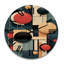 Retro Bliss Abstract Circular Geometrics I - Modern Geometric Oversized Wood Wall Clock-900708145