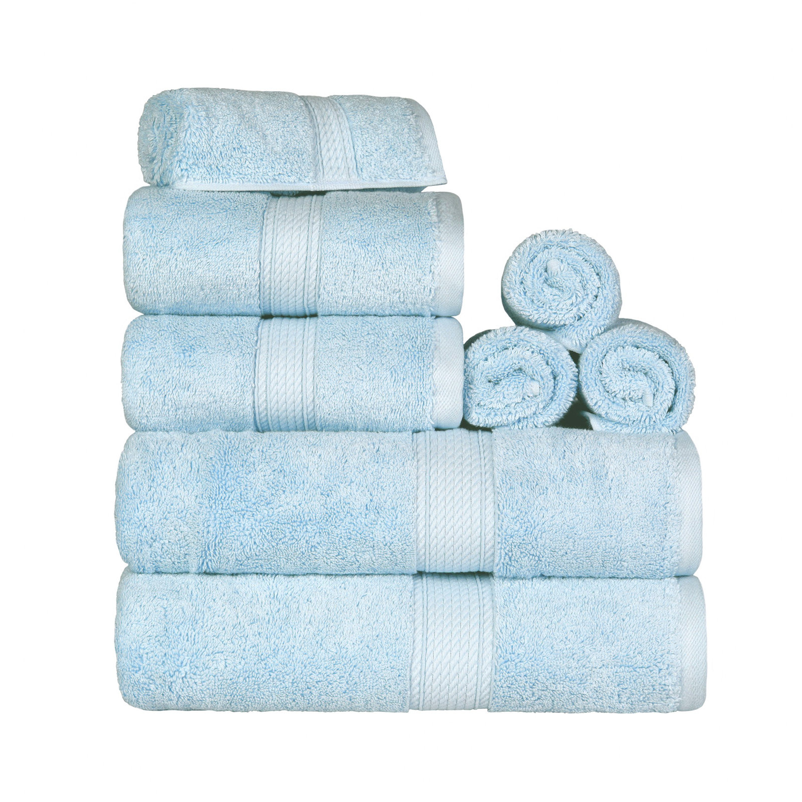Renata 8-Piece Egyptian Cotton Towel Set, Light Blue