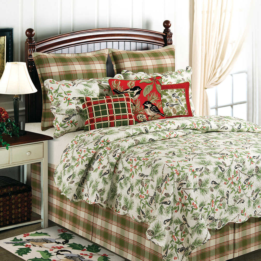 Chickadee Plaid Bed Skirt C&F Home 
