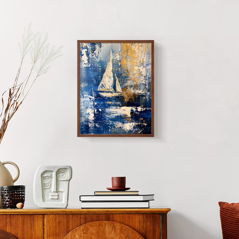 NAUTICAL Series CLxxxiv - reproduction encadrée de qualité supérieure - prête à être accrochée - aucun clou requis, Noyer