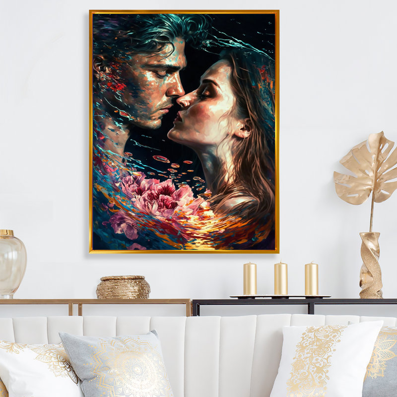 - Art mural traditionnel sur toile, H 40 po x l 30 po x P 1,5 po, Toile avec cadre flottant or