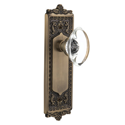 Egg & Dart Plate avec bouton de porte en cristal transparent
