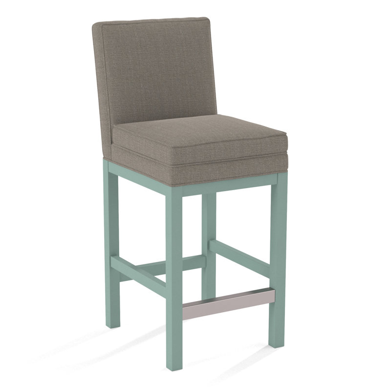 Upholstered Stool, Honey Finish, Stone Crypton Performance; 0884-83