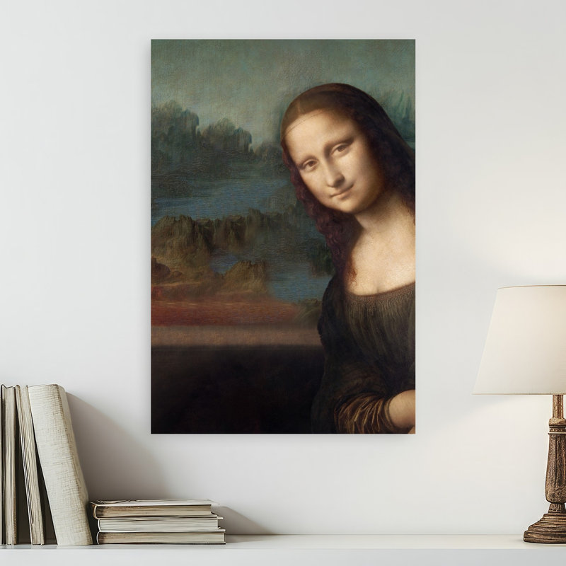 Mona Lisa Peeks Out Classic Elegant Playful Landscape Nature Wall Art Print by Marja Van Den - Wrapped Canvas Print