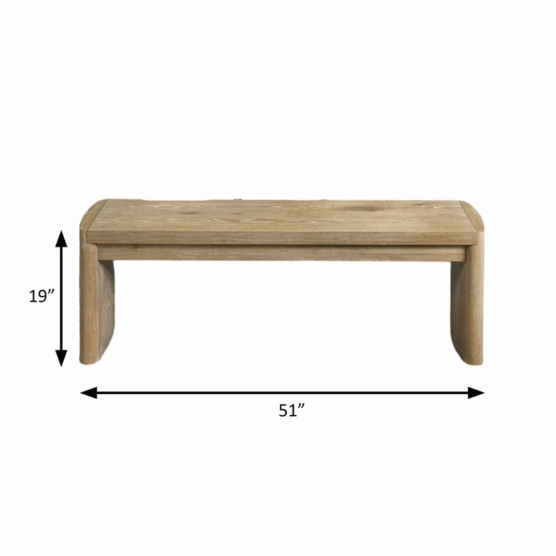 Banc contemporain l 51 po, chêne