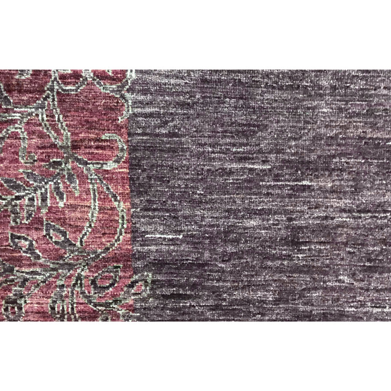 Hand-Knotted High-Quality Red and Gray Area Rug