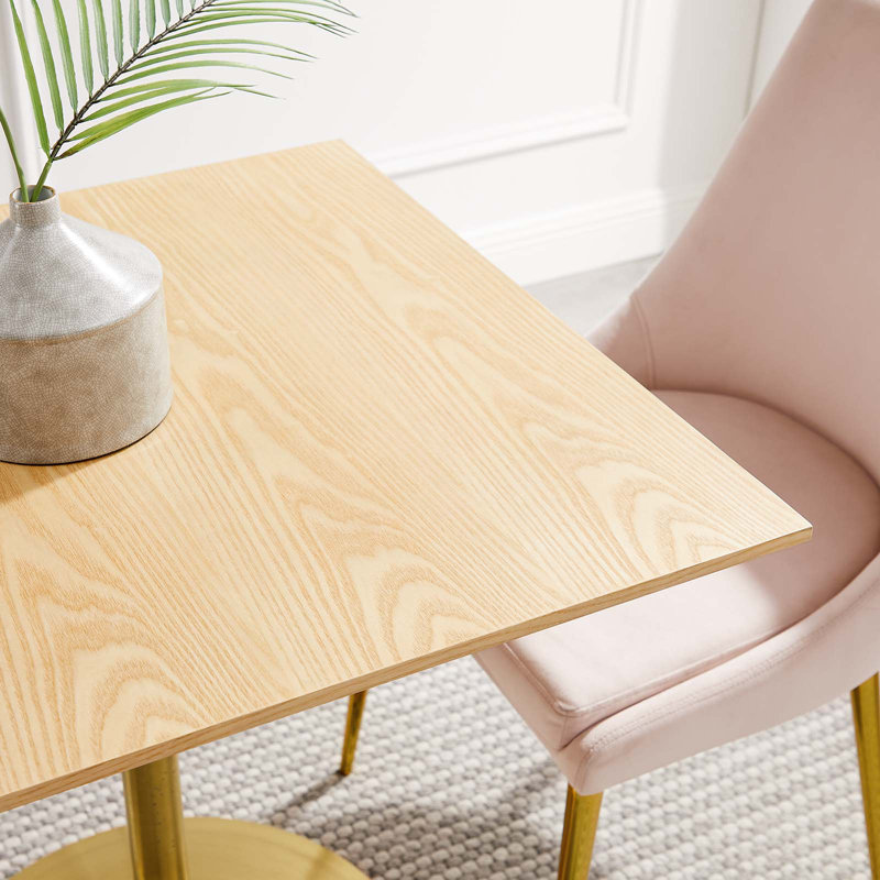 Table de salle à manger Lippa par Modway, Noyer cerise, Or, L 28 po x l 28 po