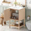 Meuble-lavabo de 51 cm (20 po) de style français, lavabo en céramique, sur pied, porte à fermeture douce, design compact, poignées rétro, délicates rayures sculptées, lavabo lisse, robinetterie de 3,5 cm (1,37 po) non incluse.