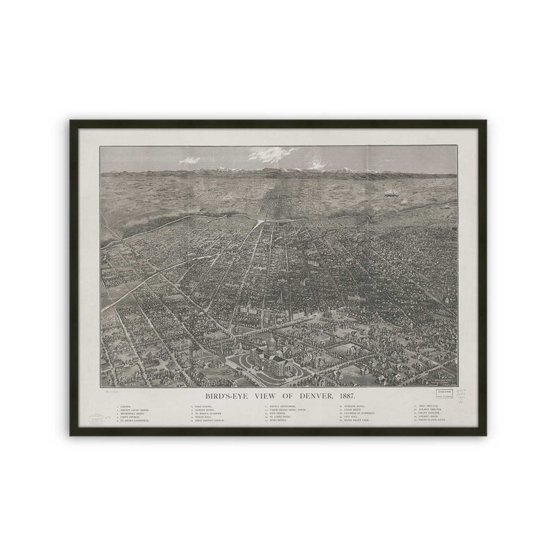 «Denver Bird's Eye View» par Deny Designs, reproduction d'art, 30 x 40, Noir, Impression encadrée
