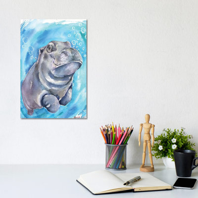 Hippo Baby I 1 Piece Wrapped Canvas Painting