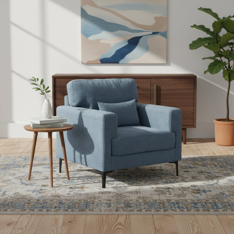 Oversized Accent Chair With Metal Legs,comfy Armchair And A Half, 1, Blue