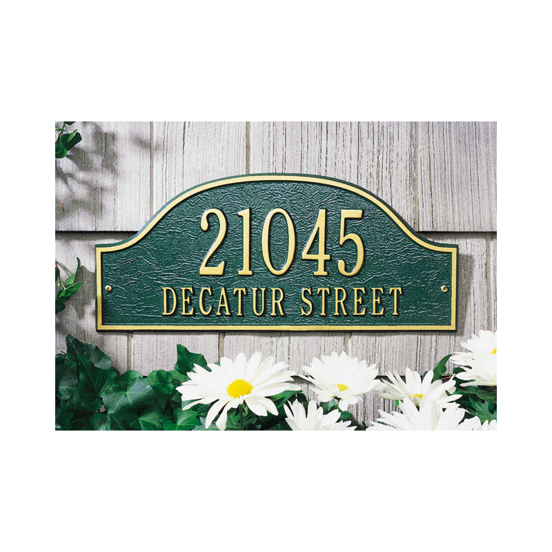 Admiral 2-Line Wall Address Plaque, Black and Gold, Yes