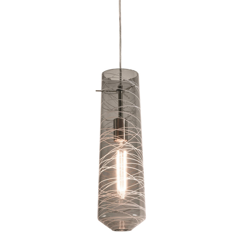 Luminaire suspendu cylindrique à 1 lumière Hicksville, Fumée, 1
