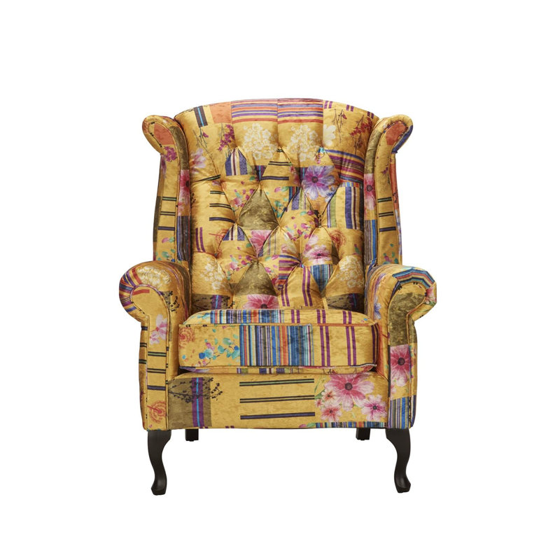 Danaye Upholstered Wingback Chair, Gold
