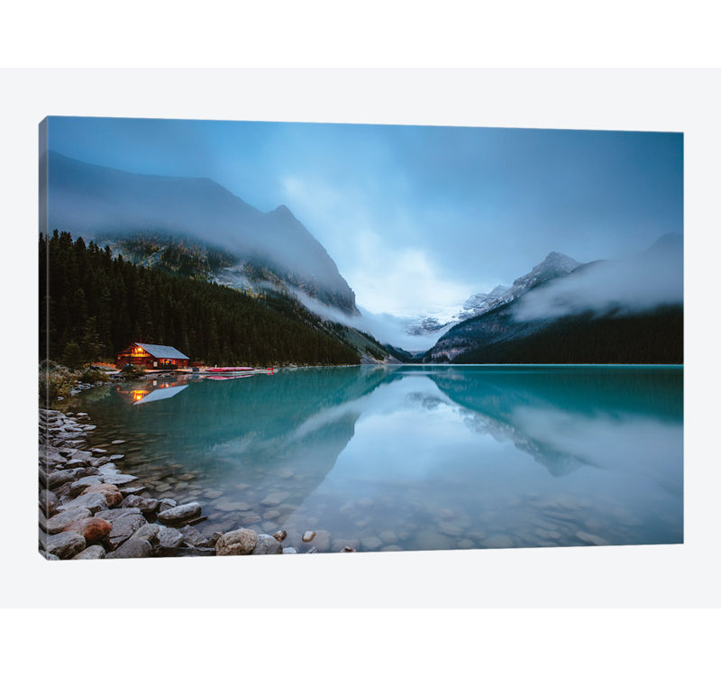 «Dawn at Lake Louise», impression sur toile, H 8 po x l 12 po x P 0,75 po, Pas de tapis, Toile tendue