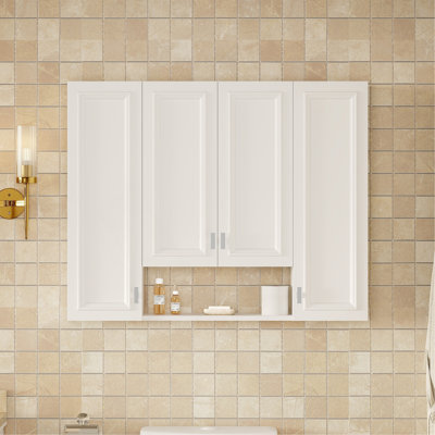 Modern Bathroom Cabinet With 5 Adjustable Shelves, Wall-Mounted Medicine Cabinet For Bathroom, Soft-Closing Hinges, Open Shelving Design