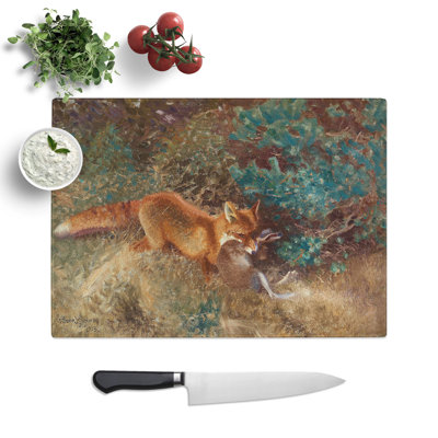 Fox with Hare by Bruno Liljefors Chopping Board