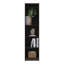 Bibliothèque étroite étroite à 5 tablettes avec tablettes ouvertes, noyer teint