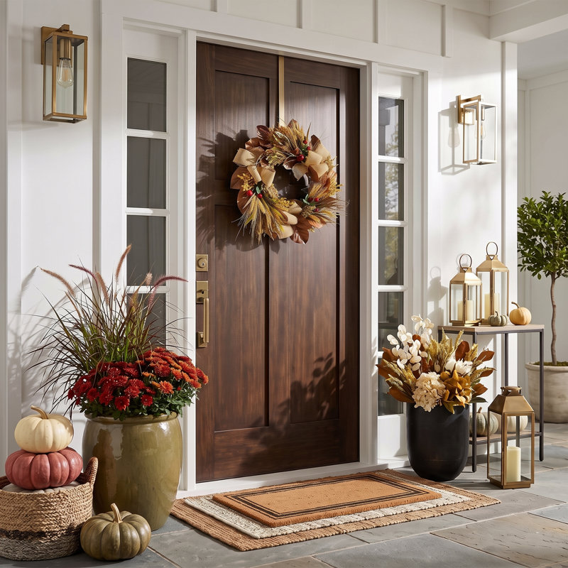 Fall Wreath with Heather, Wheat and Bows