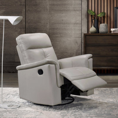 Fauteuil inclinable et pivotant en cuir argent