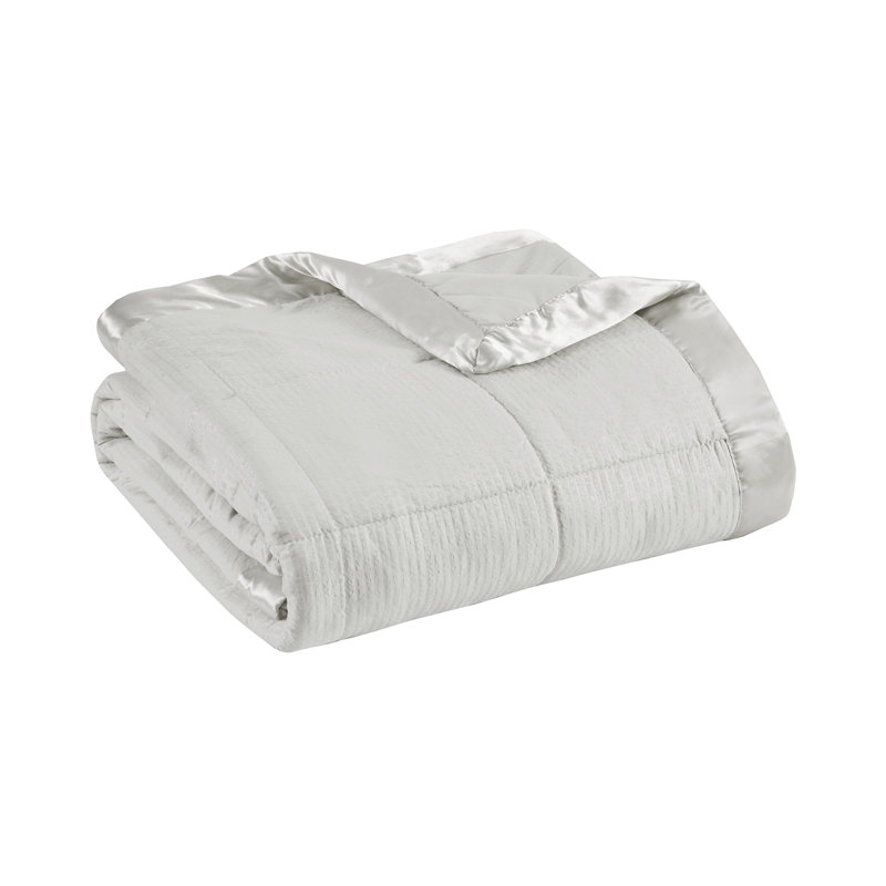 Gray Full Down Alternative Blanket with Satin Trim