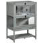 Grande maison de hamster en bois avec rangement et bascule, H 35,5 po, pour 2 hamsters, aire de jeux grise, grande